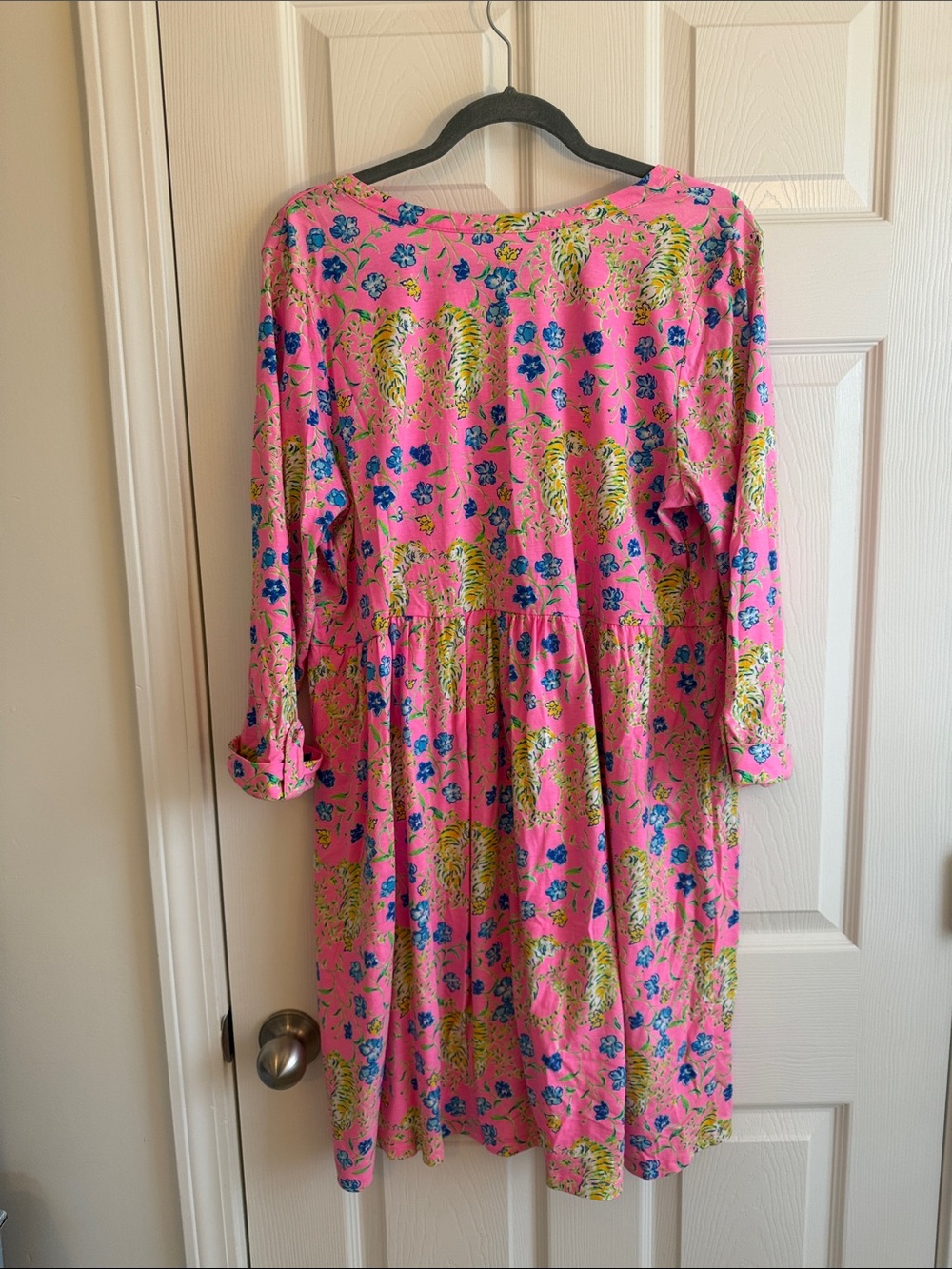 Lilly Pulitzer Pink Floral Button-Front Dress with Blue and Yellow Accents - Picture 4 of 4